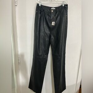The pebble All things golden XL high-rise veganleather black straight pants NWT